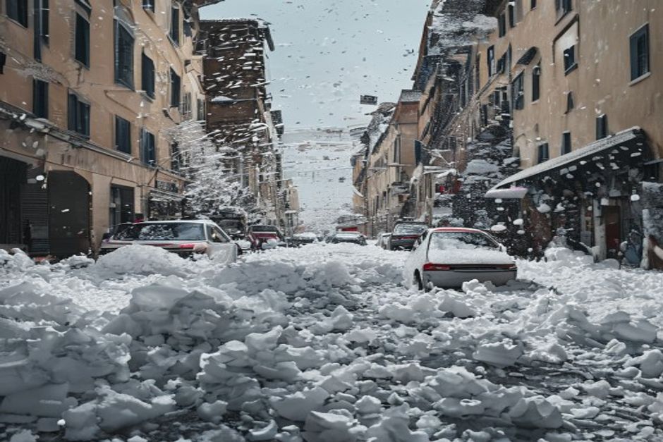 Hail Storms Blanket Italy in White